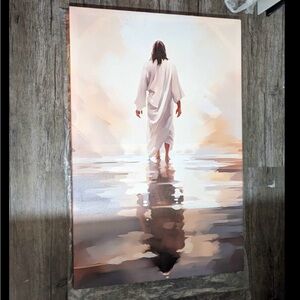 Cream and Brown Reflective Watercolor Painting 24x36 in good condition